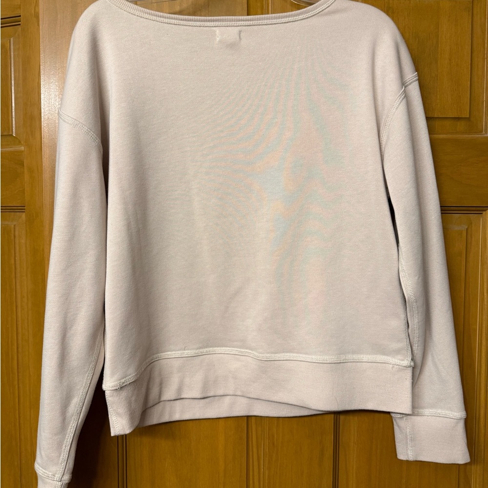 Anthropologie Brand Tiny Floral Embroidered Sweatshirt - Cream View 2